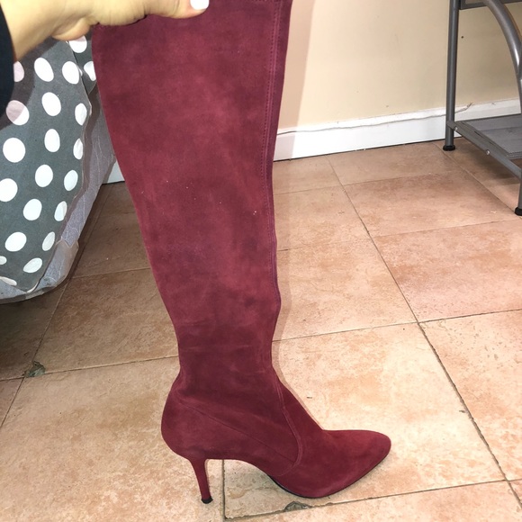 stuart weitzman red suede boots